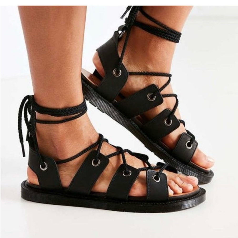 Dr. Martens Black Lace-Up Gladiator Sandals